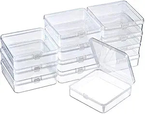 24 Packs Small Clear Plastic Beads Storage Containers Box with Hinged Lid for Storage of Small Items, Crafts, Jewelry, Hardware(1.37 x 1.37 x 0.7 Inches)