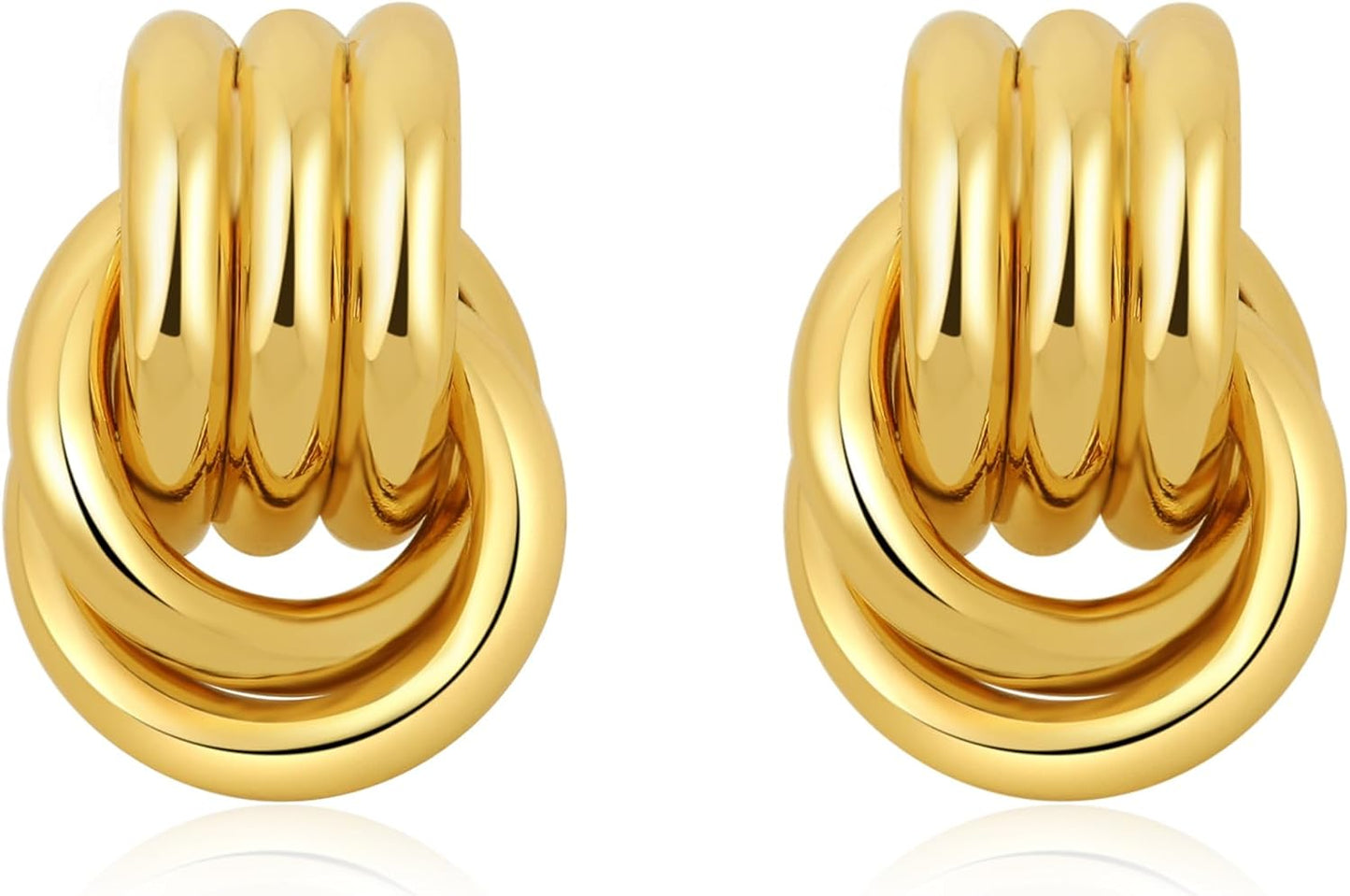 SHERLOVE Trendy Gold Plated Knot Earrings for Women Chunky Statement Drop Dangle Earrings Lightweight Hypoallergenic Fashion Accessories Gold Jewelry Gifts for Womens