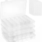 OUTUXED 2 Pack 36 Grids Clear Plastic Bead Organizer Box, Fishing Tackle Box Compartment Organizer with Adjustable Dividers for Jewelry, Art Craft, Bead Storage Containers with 5 Sheets Label Stickers
