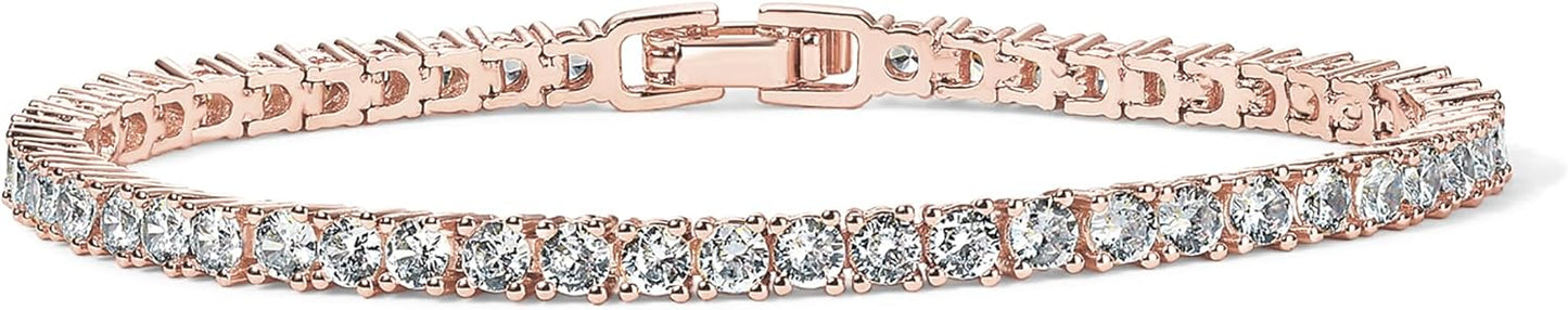 PAVOI 14K Gold Plated 3mm Cubic Zirconia Classic Tennis Bracelet | Gold Bracelets for Women
