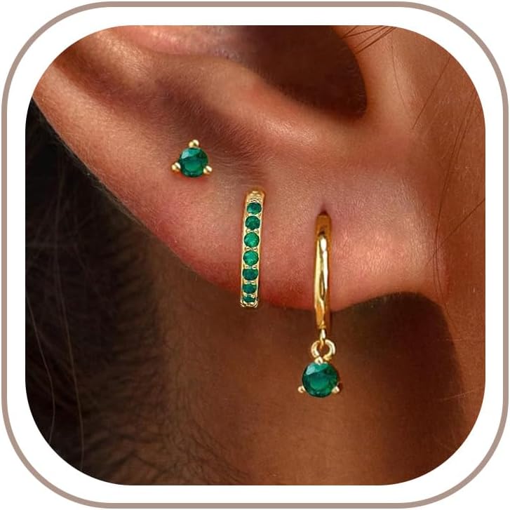 Freekiss 3 Pairs Gold Hoop Earrings Set: Dainty Stud Earrings Trendy Small 14K Gold Plated Hypoallergenic Dangle Cartilage Huggie Hoop Earrings for Women Gold Jewelry for Women Gifts