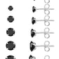 6 Pairs Stud Earrings Set, Hypoallergenic Cubic Zirconia 316L Earrings Stainless Steel CZ Earrings 3-8mm (Steel color)