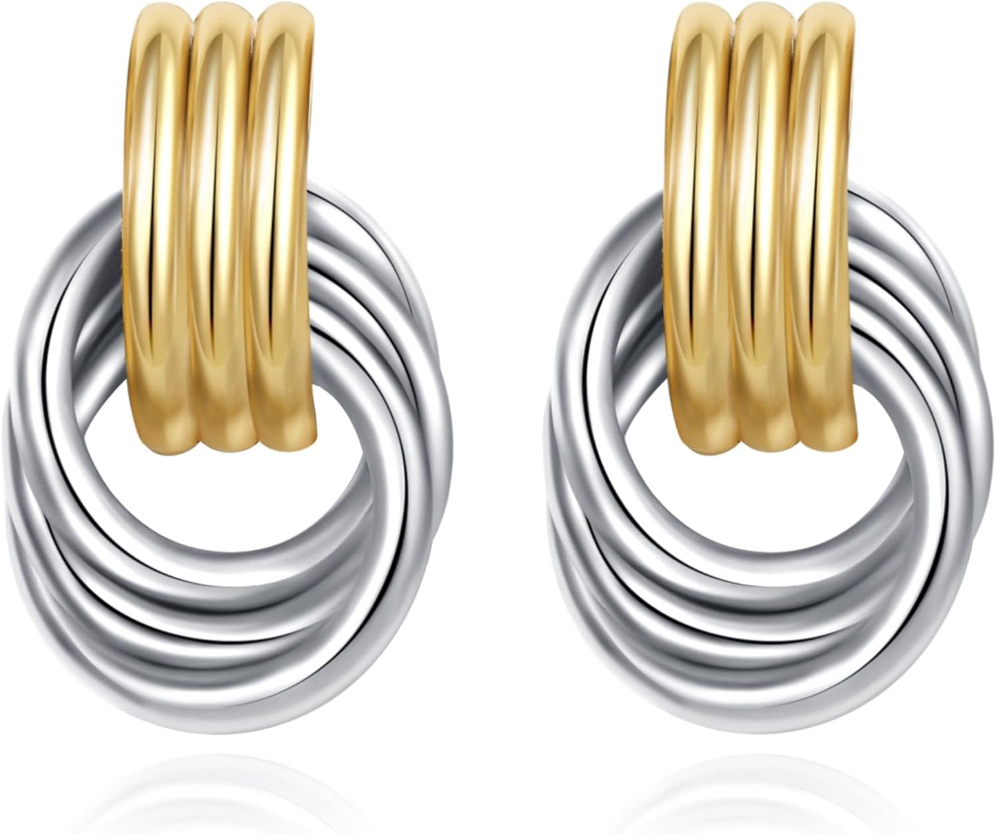 SHERLOVE Trendy Gold Plated Knot Earrings for Women Chunky Statement Drop Dangle Earrings Lightweight Hypoallergenic Fashion Accessories Gold Jewelry Gifts for Womens