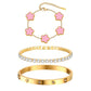 Womens Stackable Floral Gold Bracelets - 3Pcs 18K Gold Plated Bracelet,Stainless Steel Bangle Bracelets Non Tarnish, Gold Bracelet Set Trendy Jewelry,Christmas Valentines Birthday Gifts for Girlfriend