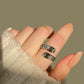 Vintage 14K Gold Plated and Silver Spoon Ring – Adjustable Ring with Carving Design for Women, Unique Boho Open Ring for Gift