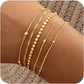 Gold Bracelets for Women, 14K Gold Plated Stackable Bracelet Stack Set Adjustable Charm Paperclip Chain Snake Link Layered Waterproof Jewelry Sets Gifts