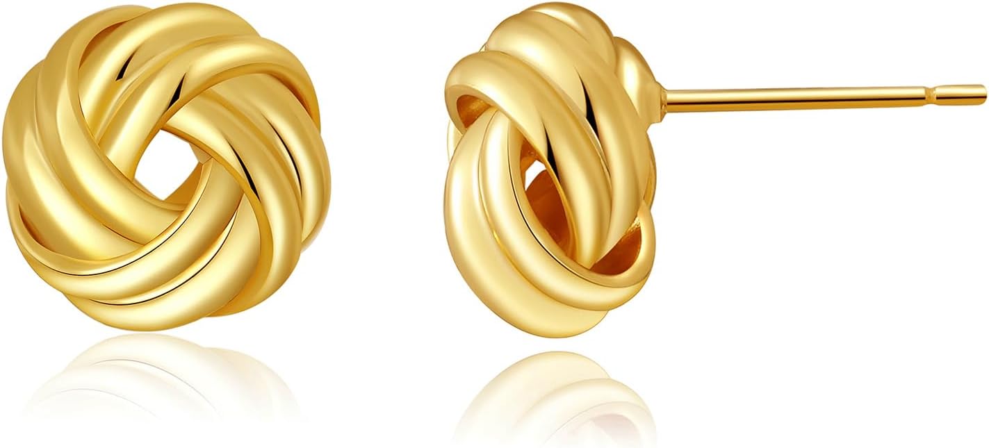 SHERLOVE Trendy Gold Plated Knot Earrings for Women Chunky Statement Drop Dangle Earrings Lightweight Hypoallergenic Fashion Accessories Gold Jewelry Gifts for Womens