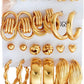 12 Pairs Chunky Gold Hoop Earrings for Women Trendy, Gold Plated Lightweight Hypoallergenic Stack, Thick Open Twisted Huggie Hoops Earring Set