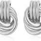 SHERLOVE Trendy Gold Plated Knot Earrings for Women Chunky Statement Drop Dangle Earrings Lightweight Hypoallergenic Fashion Accessories Gold Jewelry Gifts for Womens