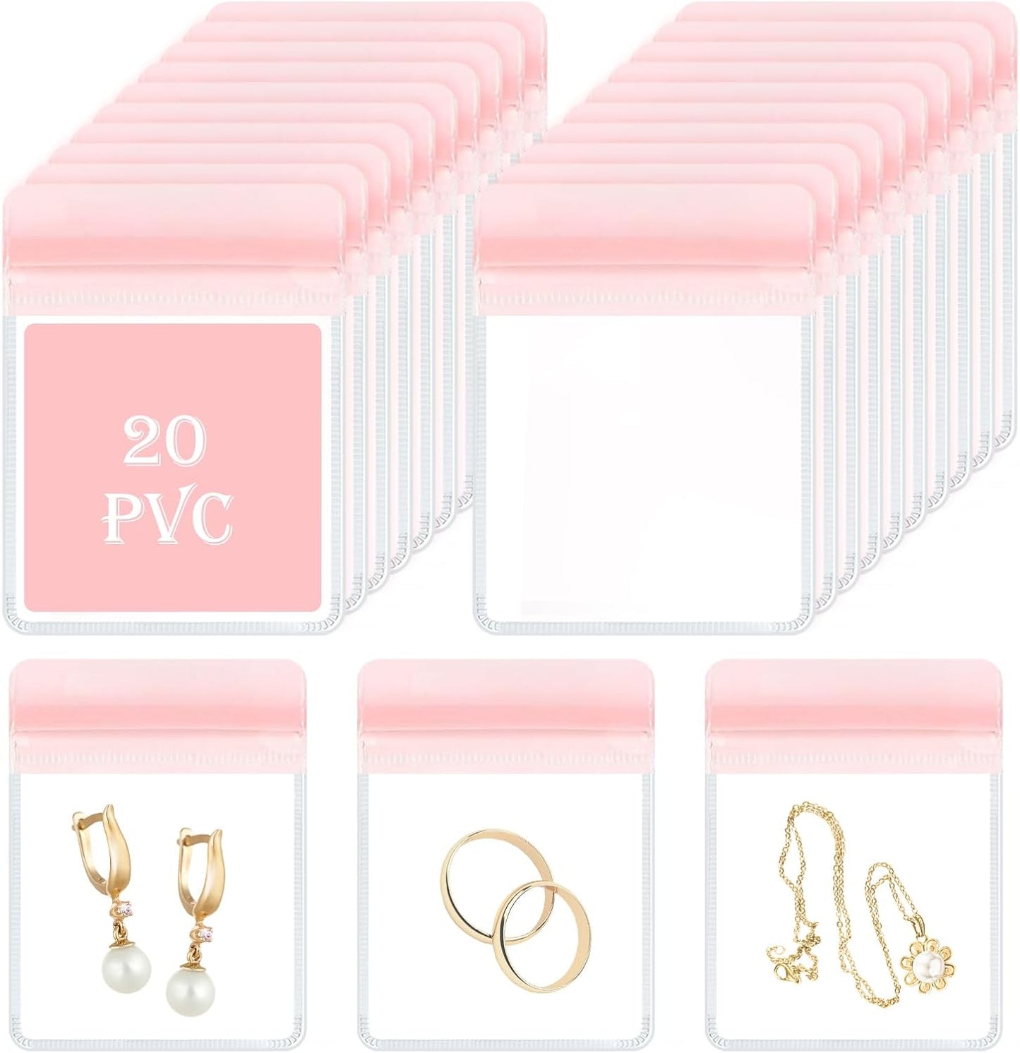 HOMEHIVE Acrylic Jewelry Box Organizer, Clear Jewelry Organizer and Storage with 20 Portable Anti Tarnish Jewelry bags, Travel Jewelry Case for Earrings/Rings/Necklaces Gifts for Women Girls, Clear