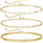 DEARMAY Gold Bracelets for Women Waterproof, 14K Gold Plated Stackable Jewelry Sets Non Tarnish Trendy Thin Dainty Cuban Link Paperclip Chain Bracelet Stack Fashion Accessories Gifts for Womens