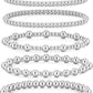 adoyi Gold Bracelets for Women Waterproof, 14K Gold Plated Beaded Strand Bead Ball Bracelets stack Adjustable Jewelry Set for Gifts