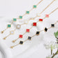 AIPPK 18K Gold Plated Clover Lucky Bracelet for Women White/Black/Red/Green Flower Four Leaf Link Bracelets Trendy Jewelry Gifts for Women