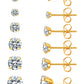 6 Pairs Stud Earrings Set, Hypoallergenic Cubic Zirconia 316L Earrings Stainless Steel CZ Earrings 3-8mm (Steel color)