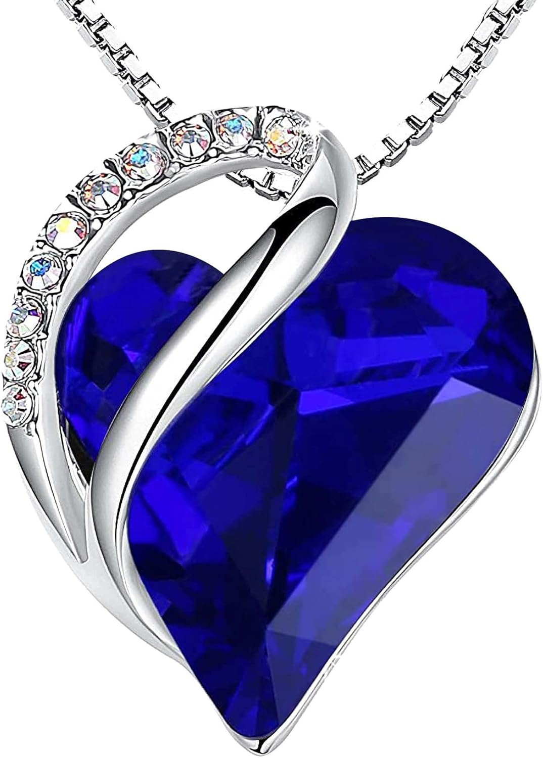 Leafael Mothers Day Gift Necklaces for Women, Infinity Love Birthstone Heart Crystal Pendant, Birthday Anniversary Jewelry for Wife, Mom, and Her, Silver Plated, 18" + 2" Adjustable Chain