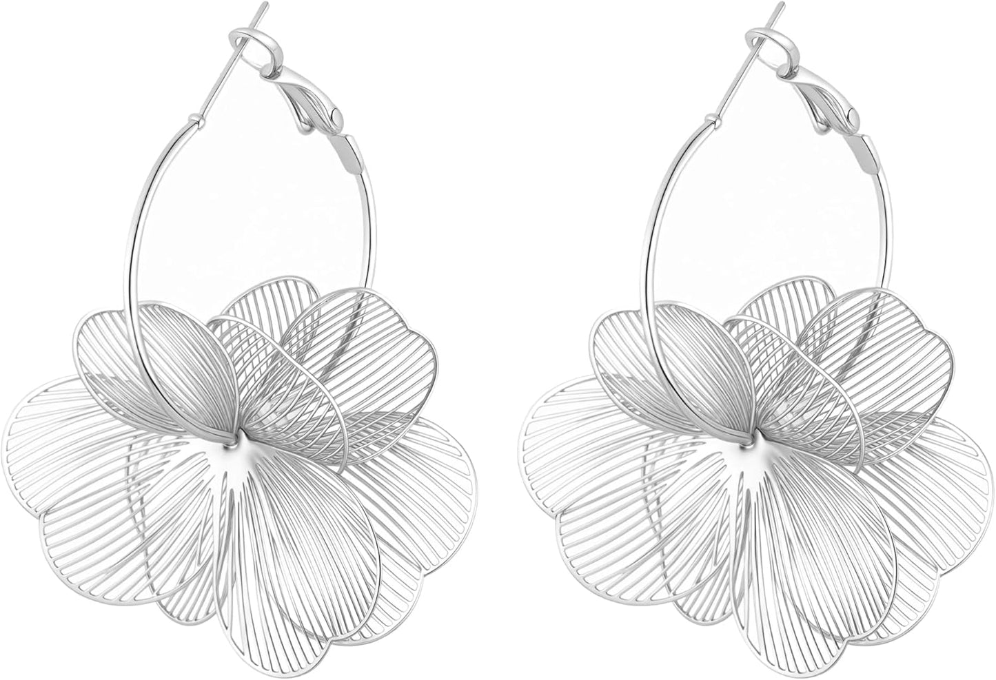 Dangle Flower Earrings for Women Statement Trendy Hoop Earring Floral Drop Earrings Jewelry