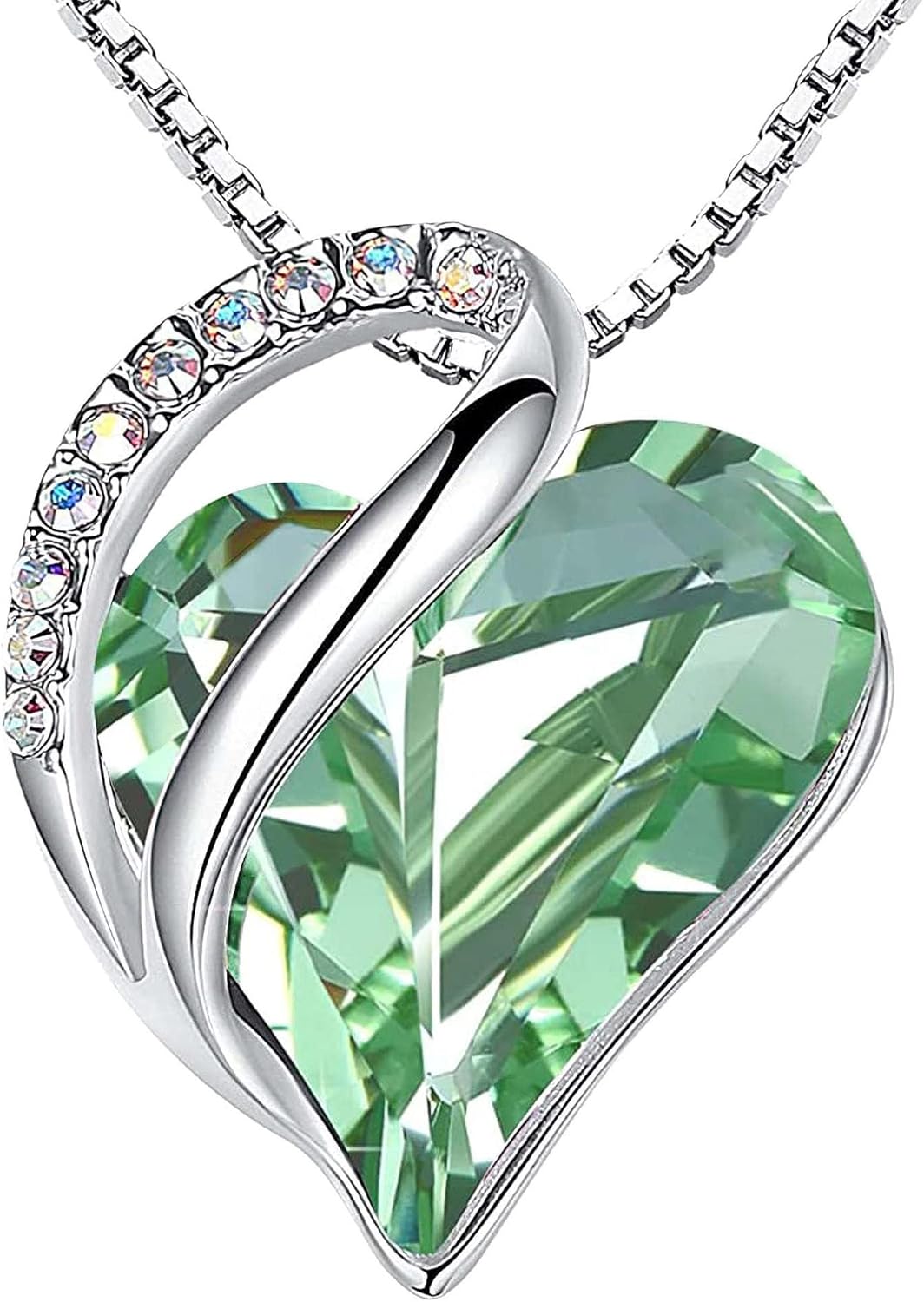 Leafael Mothers Day Gift Necklaces for Women, Infinity Love Birthstone Heart Crystal Pendant, Birthday Anniversary Jewelry for Wife, Mom, and Her, Silver Plated, 18" + 2" Adjustable Chain