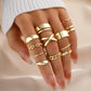 YEEZII 25 Pcs Gold Knuckle Rings Set for Women, Cute Stackable Finger Midi Rings, Dainty Gold Chunky Stacking Statement Womens ring pack
