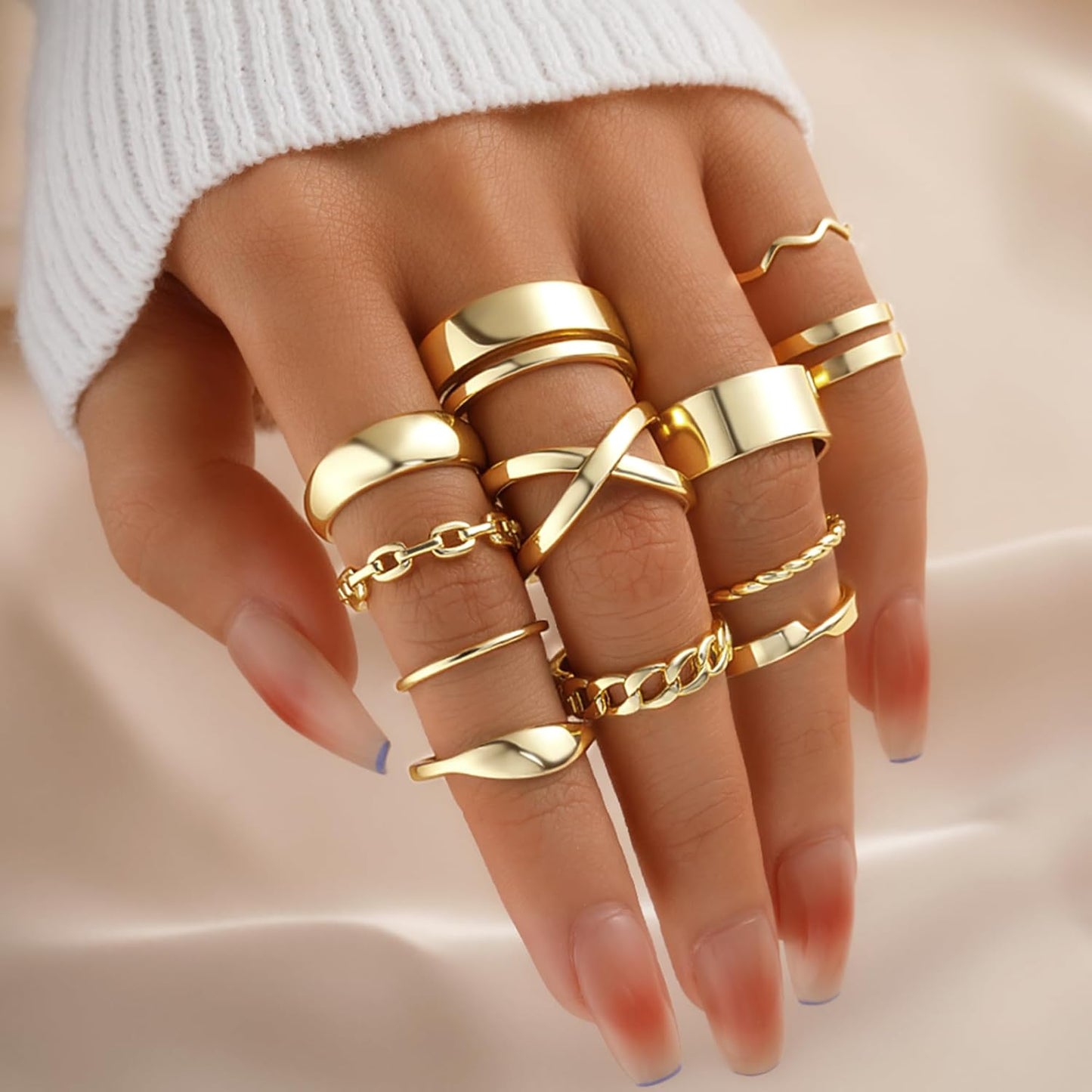 YEEZII 25 Pcs Gold Knuckle Rings Set for Women, Cute Stackable Finger Midi Rings, Dainty Gold Chunky Stacking Statement Womens ring pack