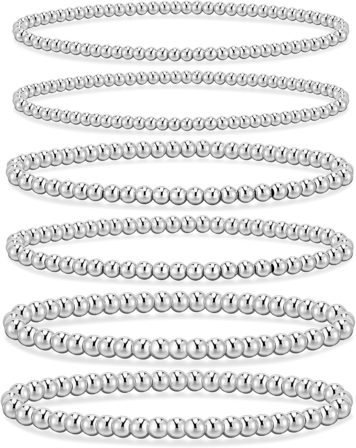 adoyi Gold Bracelets for Women Waterproof, 14K Gold Plated Beaded Strand Bead Ball Bracelets stack Adjustable Jewelry Set for Gifts