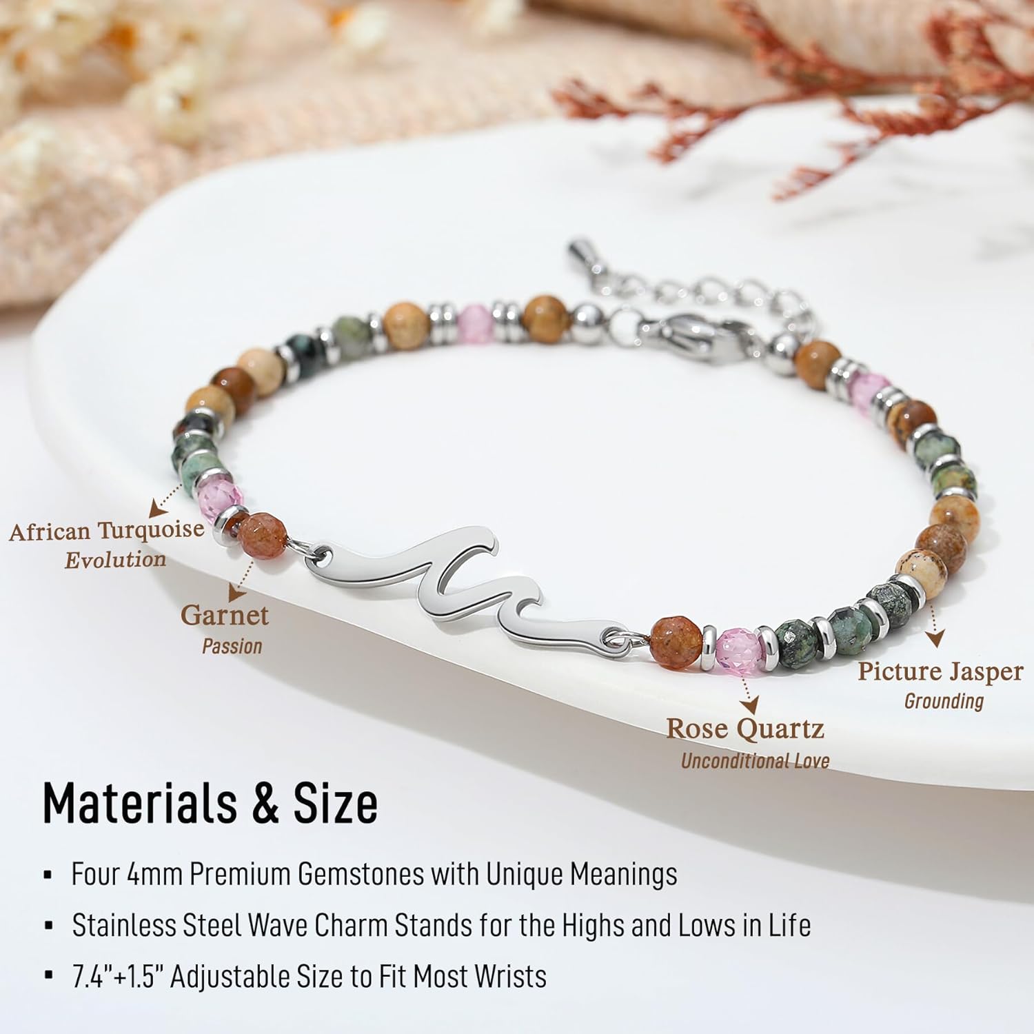 TONY & SANDY Friend Gifts for Women, Unique Birthday Gifts for Women, Sister Gift from Sister, Wave Bracelet, Christmas Graduation Mothers Day Gift for Her, Bestie Friendship Bracelets
