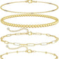 DEARMAY Gold Bracelets for Women Waterproof, 14K Gold Plated Stackable Jewelry Sets Non Tarnish Trendy Thin Dainty Cuban Link Paperclip Chain Bracelet Stack Fashion Accessories Gifts for Womens