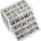 GUOER 5 Drawers Clear Jewelry Box for Women and Girls, Acrylic Earring Holder Organizer Ring Holder Display Storage, Mother's Day Warm White