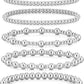 adoyi Gold Bracelets for Women Waterproof, 14K Gold Plated Beaded Strand Bead Ball Bracelets stack Adjustable Jewelry Set for Gifts