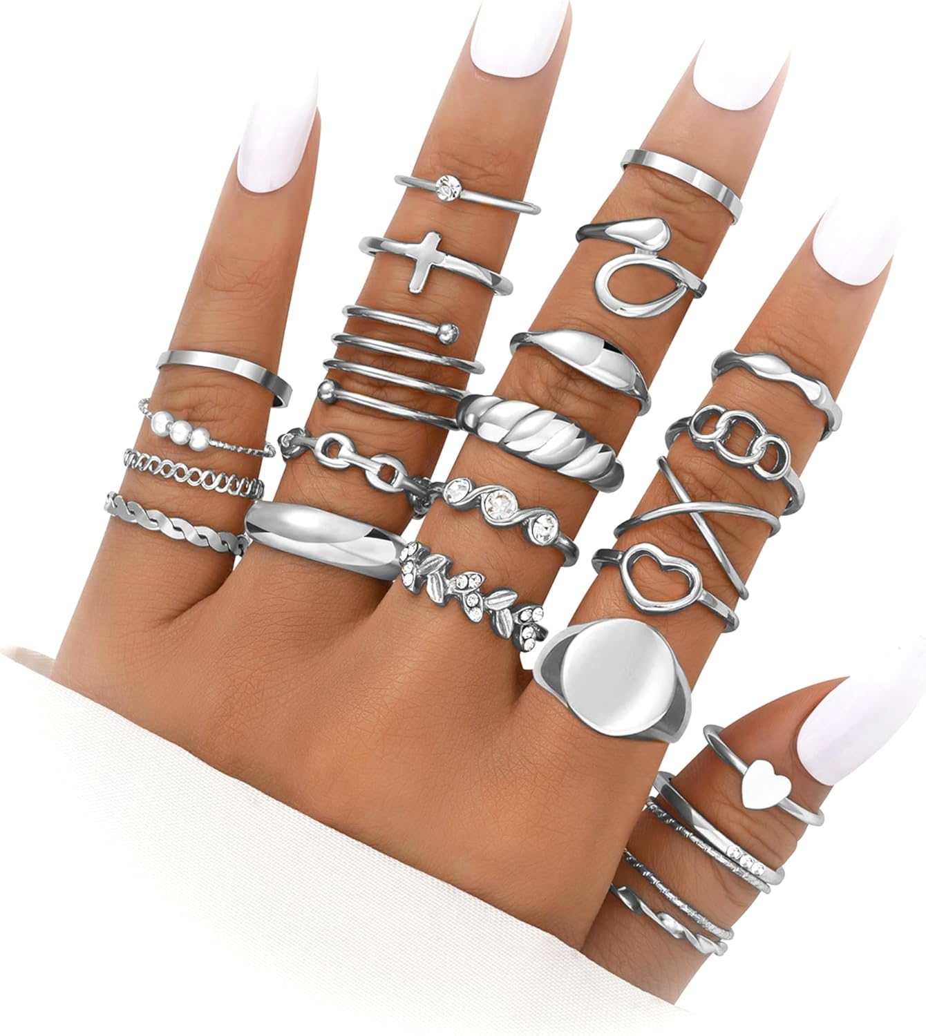 FAXHION 24-60 Pcs Gold Stackable Rings for Women, Knuckle Rings Chunky Gold Ring Set Dainty Stacking Cute Rings, Multiple Sizes Cute Jewelry Set Gift
