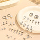 LOLIAS Flat Back Earrings for Women Hypoallergenic Surgical Steel Earrings for Sensitive Ears-20G Cartilage Earring Stacks 14K Gold Plated Hoops Flatback Stud Earring Sets for Multiple Piercing