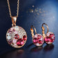 Leafael Ocean Bubble Women's Crystal Jewelry Set Costume Fashion Pendant Necklace Earring, Silver Tone or 18K Rose Gold Plated, 18" + 2", Birthday Gifts for Women