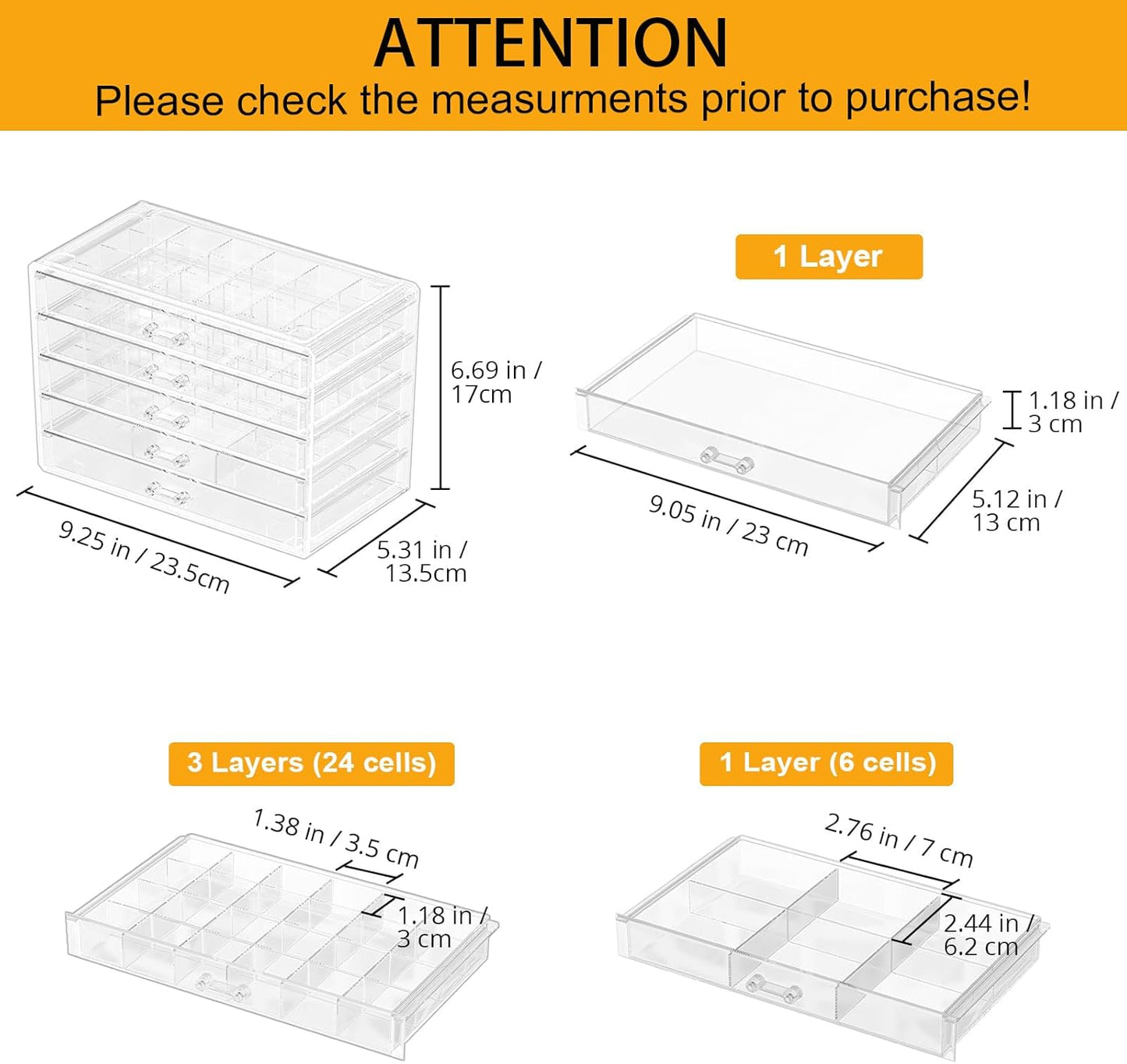 ProCase Acrylic Earrings Holder Organizer Box, Large Clear Earring Jewelry Storage Transparent Stackable Drawers Jewelry Display for Earring Ring Bracelet Mothers Day Gift -Clear, 5 Layers