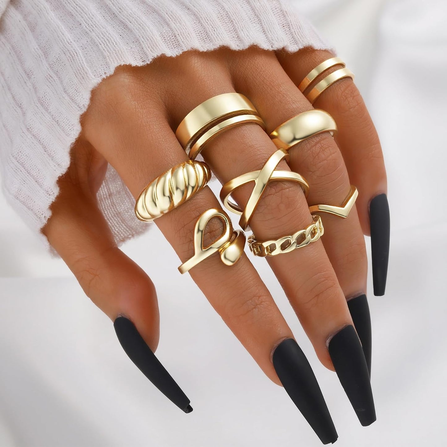 YEEZII 25 Pcs Gold Knuckle Rings Set for Women, Cute Stackable Finger Midi Rings, Dainty Gold Chunky Stacking Statement Womens ring pack