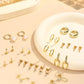 LOLIAS Flat Back Earrings for Women Hypoallergenic Surgical Steel Earrings for Sensitive Ears-20G Cartilage Earring Stacks 14K Gold Plated Hoops Flatback Stud Earring Sets for Multiple Piercing