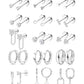 LOLIAS Flat Back Earrings for Women Hypoallergenic Surgical Steel Earrings for Sensitive Ears-20G Cartilage Earring Stacks 14K Gold Plated Hoops Flatback Stud Earring Sets for Multiple Piercing