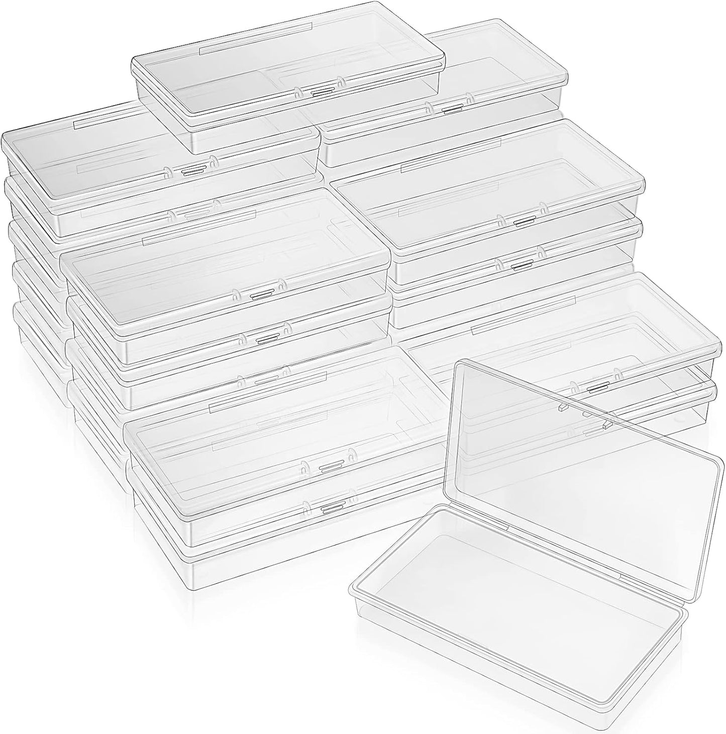 24 Packs Small Clear Plastic Beads Storage Containers Box with Hinged Lid for Storage of Small Items, Crafts, Jewelry, Hardware(1.37 x 1.37 x 0.7 Inches)