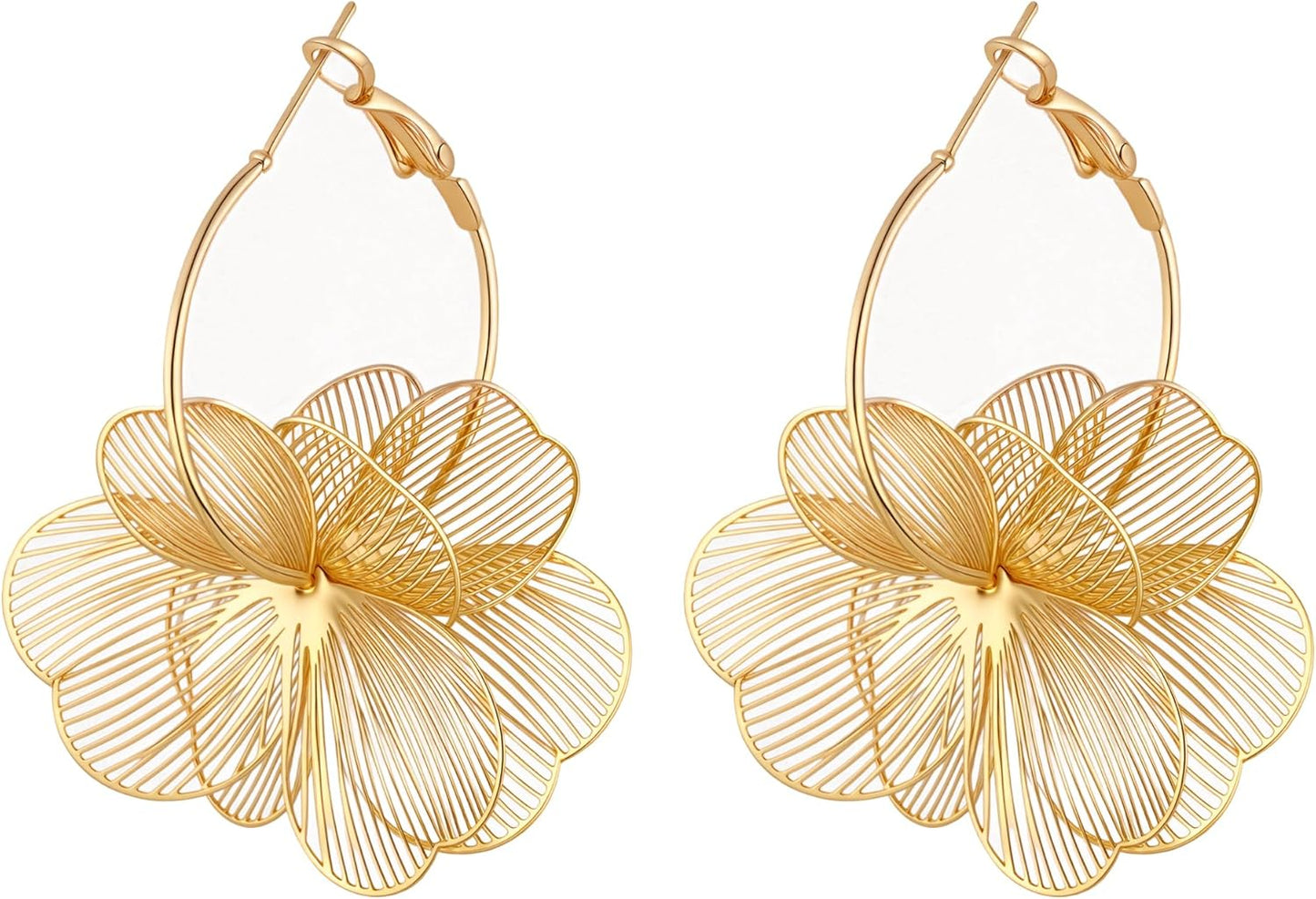Dangle Flower Earrings for Women Statement Trendy Hoop Earring Floral Drop Earrings Jewelry