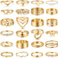 iF YOU 25 Pcs Gold Stackable Ring Set for Women, Chunky Knuckle Finger Midi Rings, Silver Simple Stacking Cute Rings Pack Trendy Stuff Jewelry Gift
