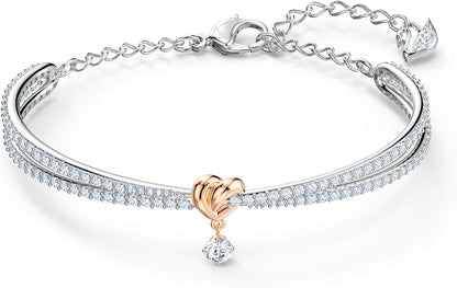 Swarovski Lifelong Heart Necklace, Earrings, and Bracelet Crystal Jewelry Collection, Rose Gold & Rhodium Tone Finish