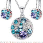 Leafael Ocean Bubble Women's Crystal Jewelry Set Costume Fashion Pendant Necklace Earring, Silver Tone or 18K Rose Gold Plated, 18" + 2", Birthday Gifts for Women