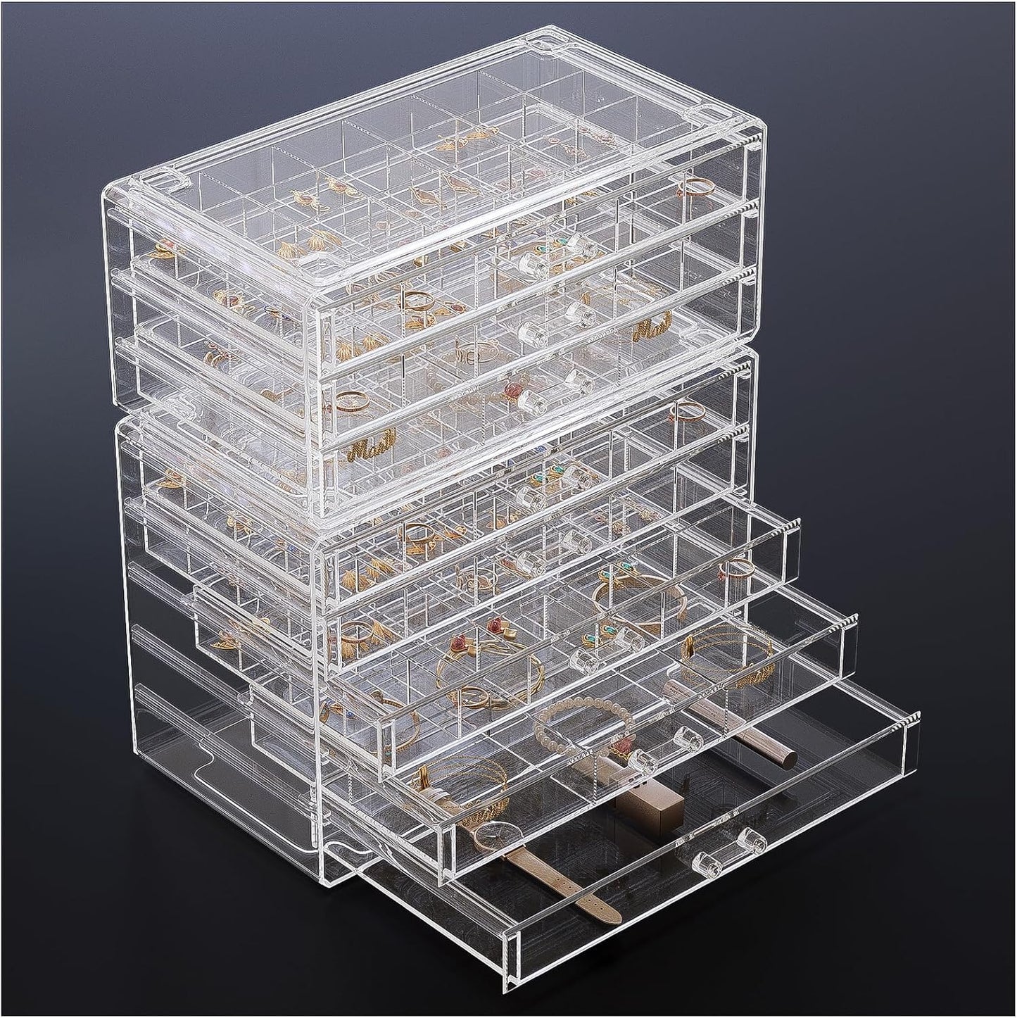 ProCase Acrylic Earrings Holder Organizer Box, Large Clear Earring Jewelry Storage Transparent Stackable Drawers Jewelry Display for Earring Ring Bracelet Mothers Day Gift -Clear, 5 Layers