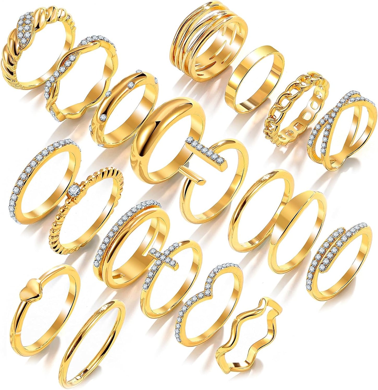 KISS WIFE Golden Silvery Black Kunckle Rings Set for Women, Dainty Simple Trendy Cute Stackable Finger Rings Pack, Perfect for Stacking Layering on Thumb and Knuckle, Mixed Size, Jewelry Gift