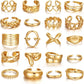 KISS WIFE Golden Silvery Black Kunckle Rings Set for Women, Dainty Simple Trendy Cute Stackable Finger Rings Pack, Perfect for Stacking Layering on Thumb and Knuckle, Mixed Size, Jewelry Gift
