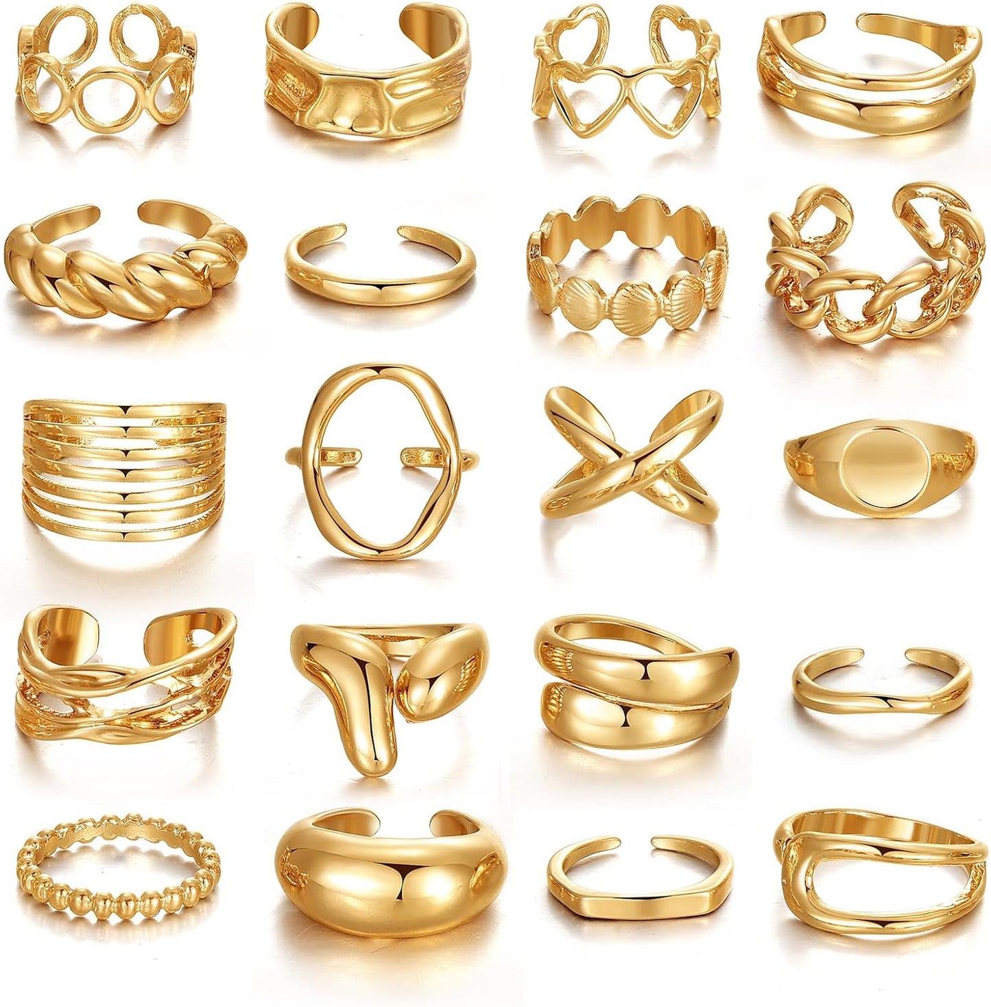 KISS WIFE Golden Silvery Black Kunckle Rings Set for Women, Dainty Simple Trendy Cute Stackable Finger Rings Pack, Perfect for Stacking Layering on Thumb and Knuckle, Mixed Size, Jewelry Gift