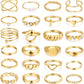 FAXHION 24-60 Pcs Gold Stackable Rings for Women, Knuckle Rings Chunky Gold Ring Set Dainty Stacking Cute Rings, Multiple Sizes Cute Jewelry Set Gift