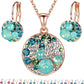 Leafael Ocean Bubble Women's Crystal Jewelry Set Costume Fashion Pendant Necklace Earring, Silver Tone or 18K Rose Gold Plated, 18" + 2", Birthday Gifts for Women