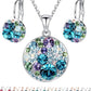 Leafael Ocean Bubble Women's Crystal Jewelry Set Costume Fashion Pendant Necklace Earring, Silver Tone or 18K Rose Gold Plated, 18" + 2", Birthday Gifts for Women