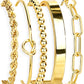 Gokeey Gold Bracelets Set for Women Non Tarnish, Waterproof 14K Gold Plated Sterling Silver Chunky Cuff Bracelet Stackable Gold Bangles Bracelet for Women Trendy Fashion Accessories Tie Knot Cuban Rope Paperclip Beaded Bracelet Stack Jewelry Mothers Day G
