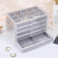 misaya Earring Jewelry Organizer with 5 Drawers, Birthday Present, Clear Acrylic Jewelry Box for Women, Velvet Earring Display Holder for Earrings Ring Bracelet Necklace, Gray