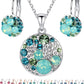 Leafael Ocean Bubble Women's Crystal Jewelry Set Costume Fashion Pendant Necklace Earring, Silver Tone or 18K Rose Gold Plated, 18" + 2", Birthday Gifts for Women